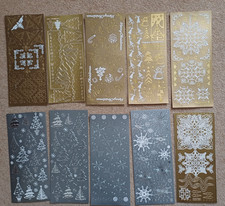 10 SILVER / GOLD XMAS PEEL OFFS FOR CARD MAKING, SCRAP BOOKING SOME USED