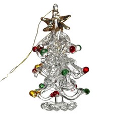 Glass Christmas Tree with Multicoloured Baubles Traditional Christmas Decoration
