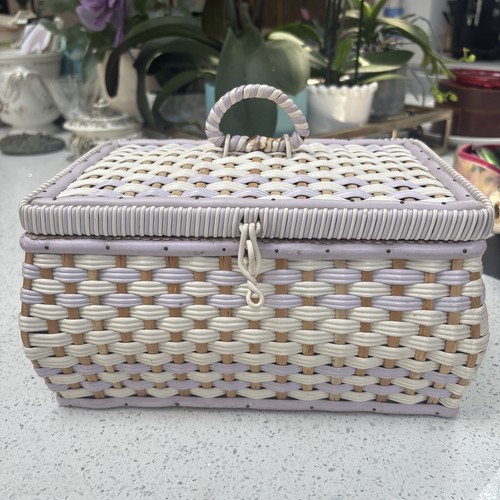 Vintage wicker sewing basket - vintage,