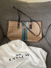 Coach Tote Bag With Green Stripe. Comes With Dust Bag