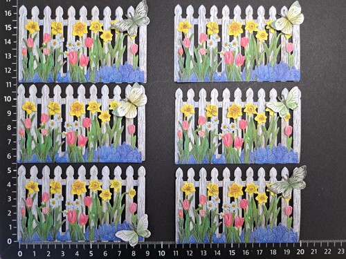 White picket flower fence - white, die
