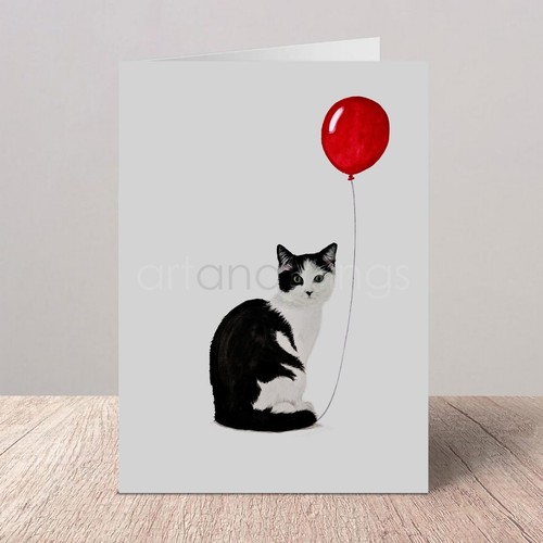 Black and white cat birthday - black,