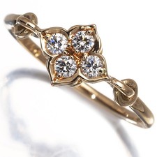 Auth Cartier Ring Diamond Hindu EU48 18K 750 Yellow Gold