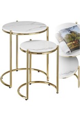 Side Table Marble Effect Metal Furniture Coffee Home Dining Living Room Low 