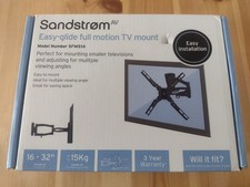 SANDSTROM AV SFMS14 FULL MOTION 16 - 32" TV MOUNT - UP TO 15Kg - VESA COMPLIANT