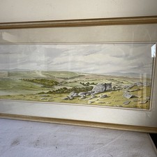 Large Vintage Watercolour Painting By Bryan Hayes Dartmoor 