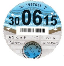 OLD ROAD TAX  DISC 30 06 15