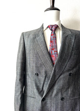 Vintage Double-Breasted Suit Jacket Coat Men's 42R Wool Gray Striped Sparkle Euc