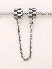Genuine Pandora Bracelet Safety Chain - Silver Raindrops Design S925 ALE