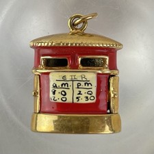 Vintage 9ct Yellow Gold British Post Box Charm 1961 2cm 6.6g