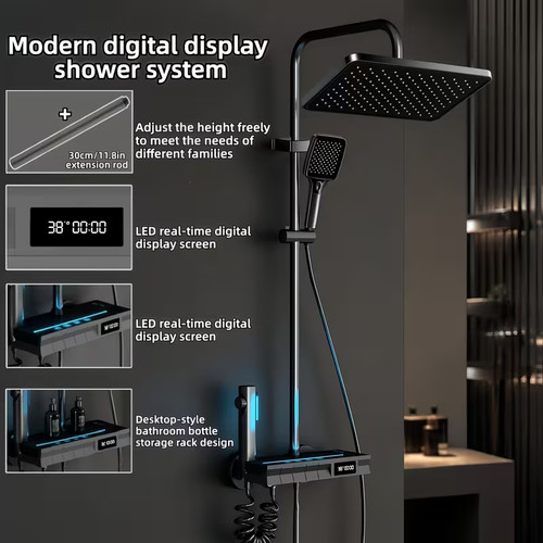 Black digital shower system - digital,