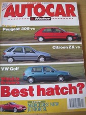 AUTOCAR MAR 1993 PEUGEOT 306 CITROEN ZX VW GOLF BEST HATCH? MERCEDES JUNIOR SL