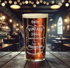 Personalised Beer Pint Glass, Birthday Gift 18th 21st 30th 40th 50th 60th 70th