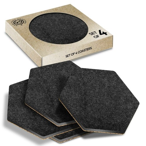 Hexagon coasters black - hexagon,