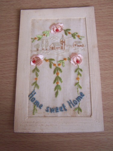 Ww1 vintage silk postcard - silk, home