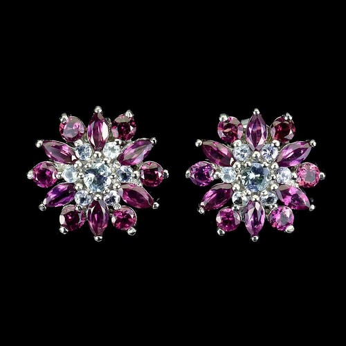 Silver earrings rhodolite - silver,