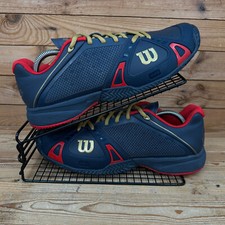 Wilson Trainers Mens UK 9.5 Rush Pro 100 Year Blue Red Clay Court Tennis Shoes