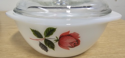 Vintage june rose small pyrex - rose,