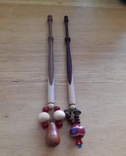 2 Wood Lace Bobbins. Spliced