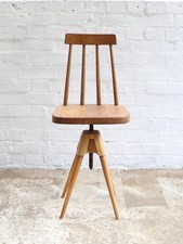 Lovely Czech Vintage Wooden Swivel Chair