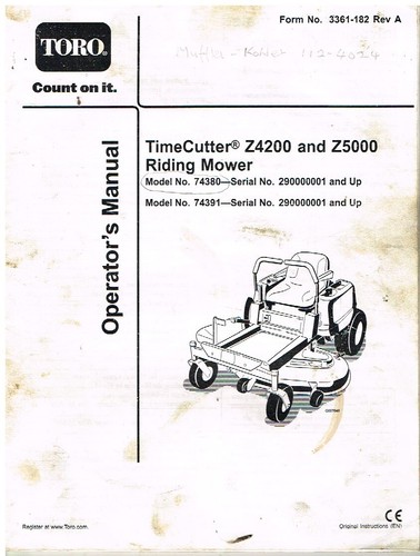 Toro z4200 z5000 time - z5000,