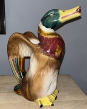 Barbotine Or Majolica Mallard Duck Carafe Gravy Boat Vase VGC 