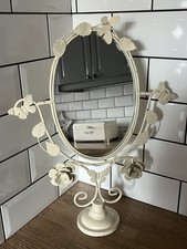 Oval Shabby Chic Dressing Table Swivel Vanity Mirror Butterfly Rose Ornate