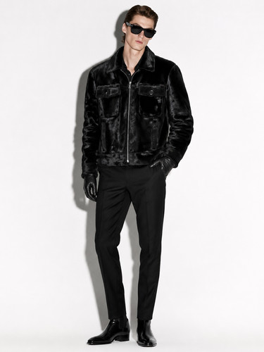 Men black ponyhair fur - ponyhair,