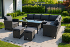 Garden Furniture Set Oxford Rattan Corner Sofa Table Chairs Cushions UK Stock