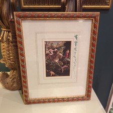 St. George & the dragon. Framed print of antique painting with stand. Tintoretto