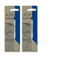 GENUINE PARKER BALLPOINT REFILL BIRO MEDIUM BLUE SMOOTH WRITING QUINK FLOW X2