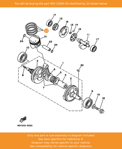 Yamaha piston ring set 50mm - piston,