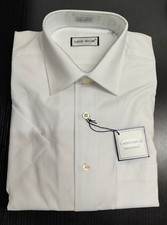 Laine-Taylor Men's White Short Sleeved 100% Cotton Shirt 15" Collar