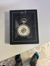 Beautiful Boxed Silver Metal Pocket Watch With Leather Back Never Used