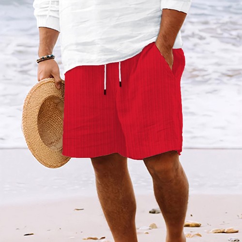 Mens cotton linen beach shorts - cotton,
