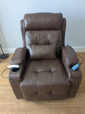 BareTay Electric Recliner Chair with Massage & Heat, USB C and Drink Holders
