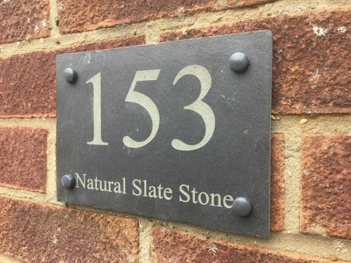 Rustic slate house gate sign - house,