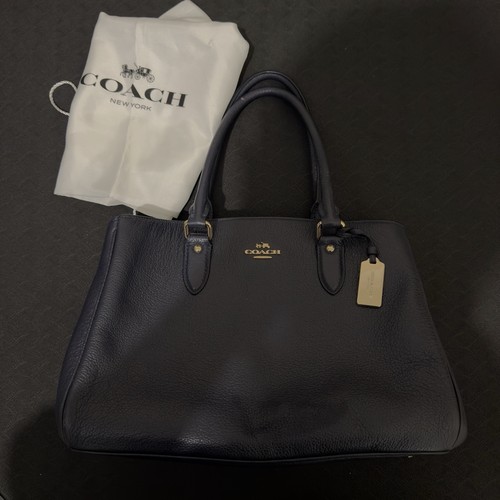 Coach navy leather bag gold - coach,