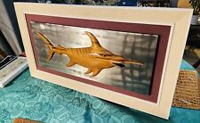 Wood Carved Marlin Fish Handmade Mid Century Modern 3D Wall Art