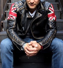 Mens Biker Quilted Vintage