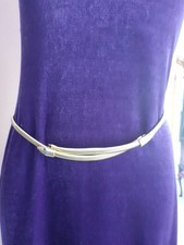 *VINTAGE SNAKE BELT * slinky Gold Tone Green Jewelled Eyes Stretch Clip Belt 