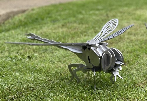 Stainless steel dragonfly - stainless, 3d