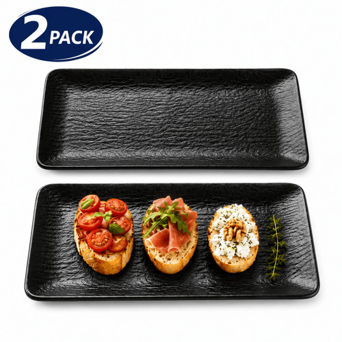 2pcs black melamine - 2pcs, plate