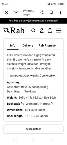 Rab womens syclon - womens,