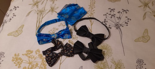 Vintage bow ties blue - blue, silk