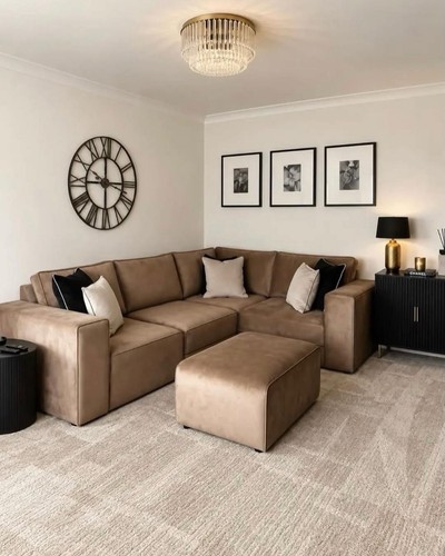 Large mink plush corner sofa - plush,