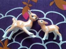 Two Vintage Ceramic Deer Figurines Mid Century Mother And Bambi