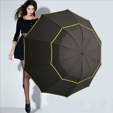 Double Strong Wind Resistant Umbrella Rain Large Folding Non-Automatic Durable