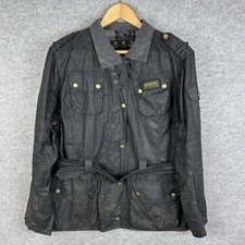 Barbour Wax Jacket Womens UK 18 Black L1837 Flyweight International Coat Belted