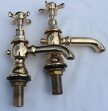 W. ADAMS & SONS Ltd 1922 Gold Plated Basin Sink Taps - Unused